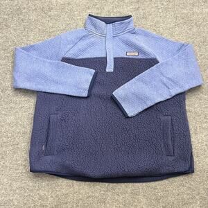 Vineyard Vines Pullover Womens XL Blue Fleece Sherpa Sweater Quarter Snap